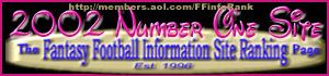 Fantasy Football Information Ranking Service, 2002 Top Information Site Award, 6th Consecutive Year! 